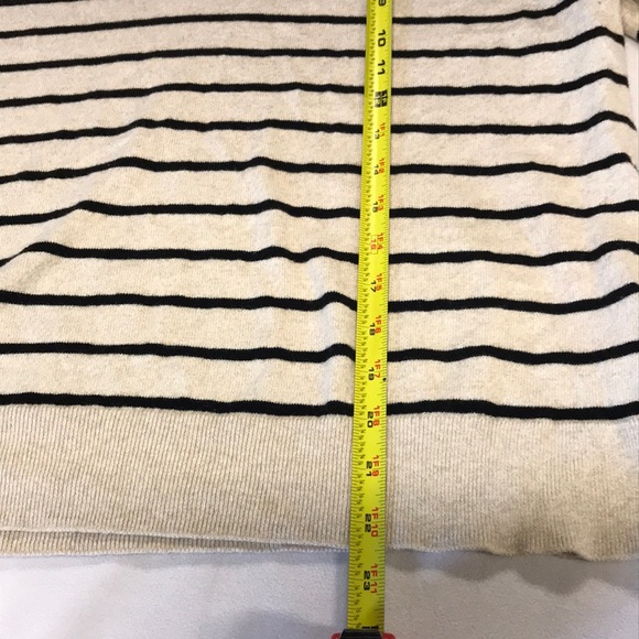 J.Crew with cashmere women pull over sweater L beige black striped V-neck - Picture 6 of 12